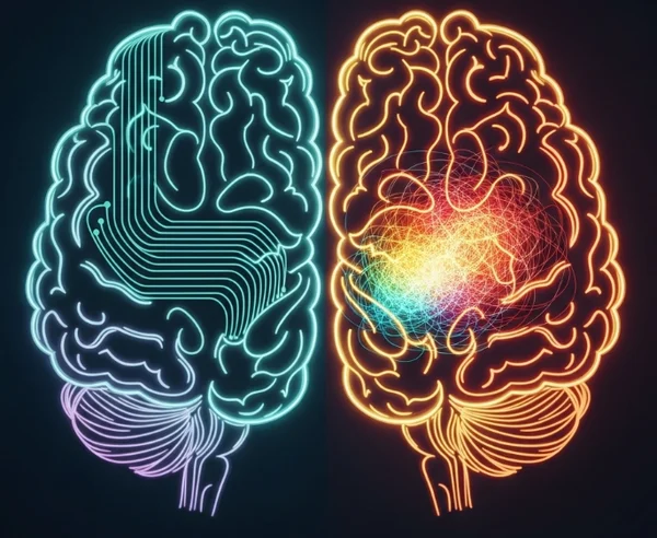 Brain circuits showing neurodivergent information processing.