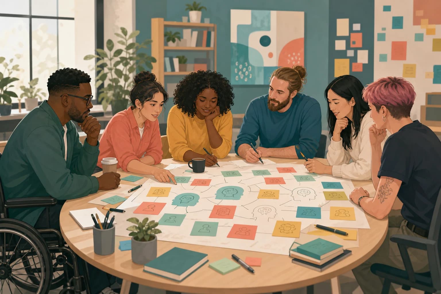 Persone mappando idee neurodiversità