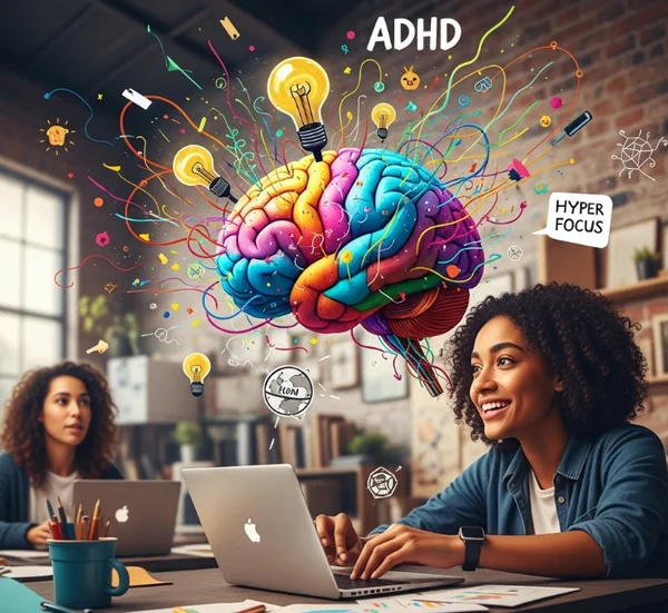ADHD strengths and creativity conceptual image