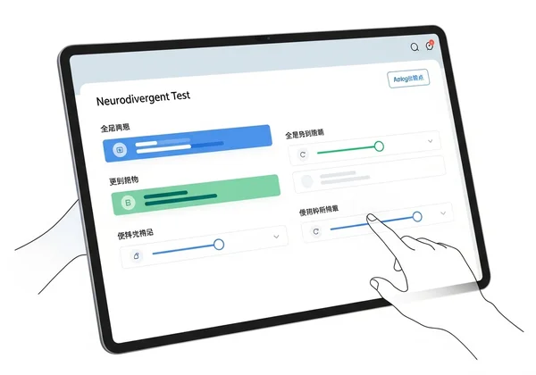 Person interacting with an online neurodivergent test interface.
