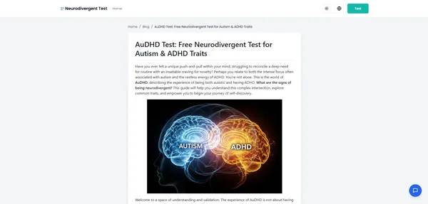 Ujian AuDHD: Ujian Neurodivergen Percuma untuk Ciri Autisme & ADHD
